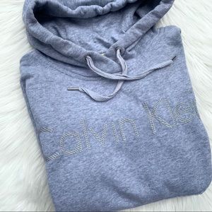 Calvin Klein Gray Cropped Hoodie Sweatshirt Women Small